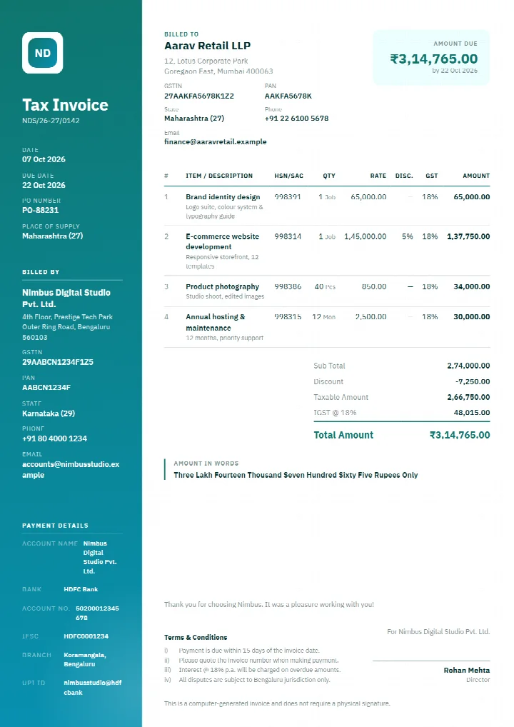 Teal Sidebar template